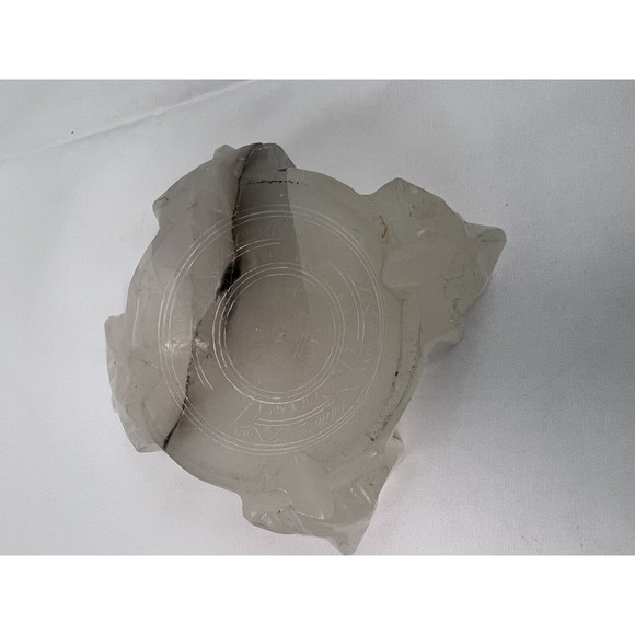 Alabaster Onyx Stone Ashtray Carved Faces Mexican Aztec Engraved 4 inch - Picture 4 of 7